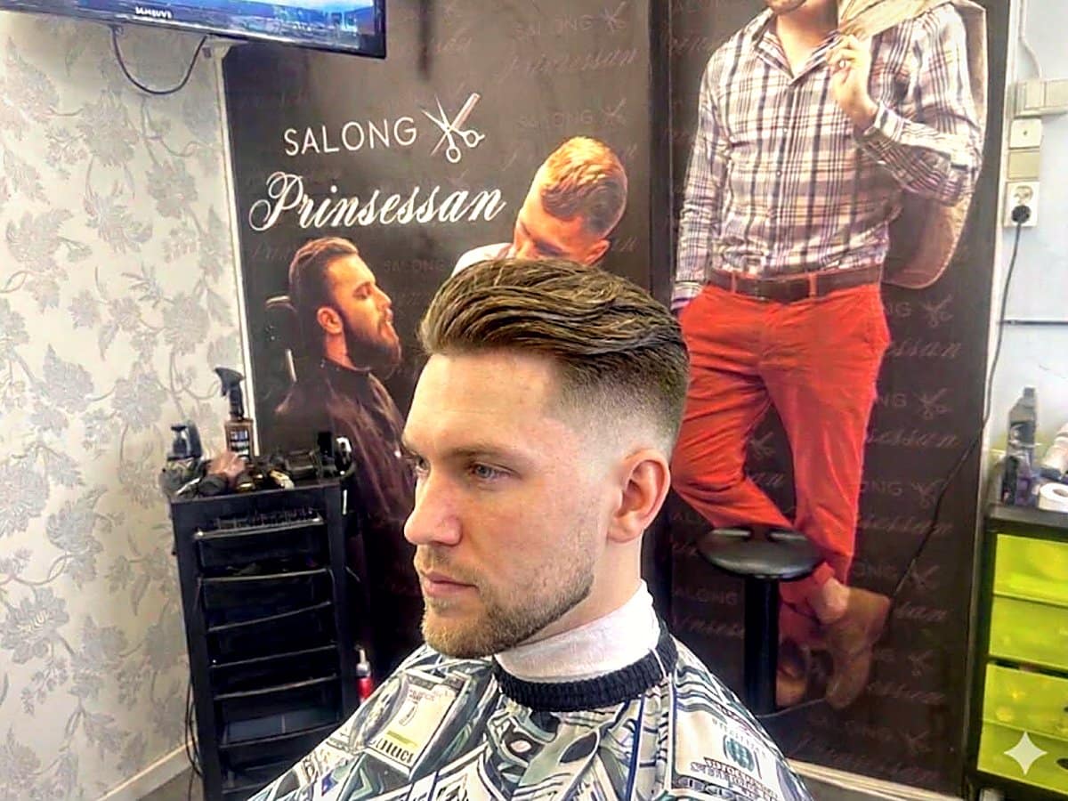 Herrklippning med fade och styling